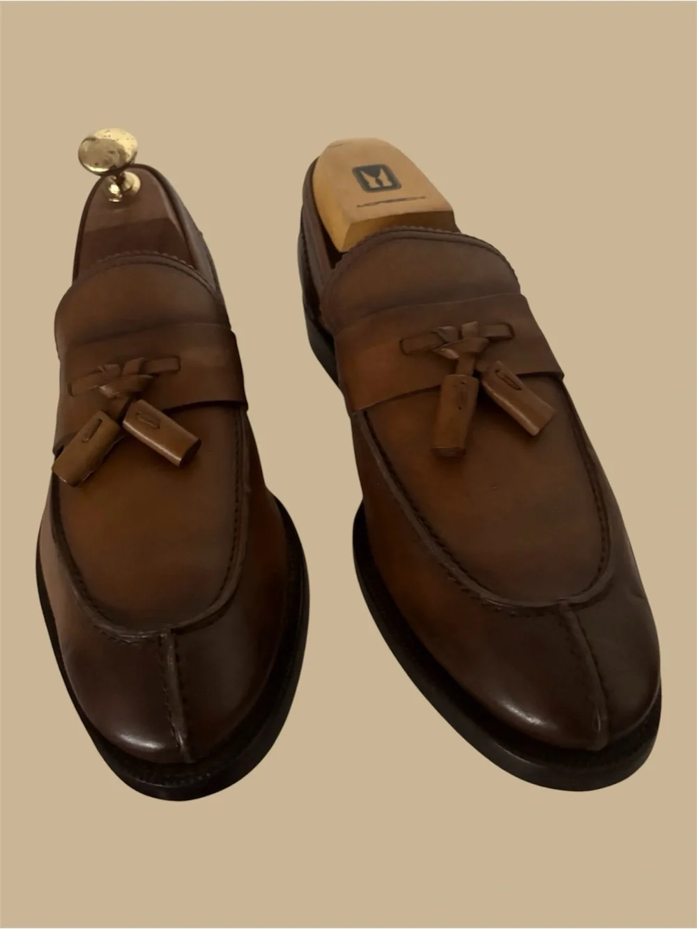 Gucci Brown Leather Tassel Loafers